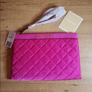 Michael Kors Pink Quilted Wristlet Bag